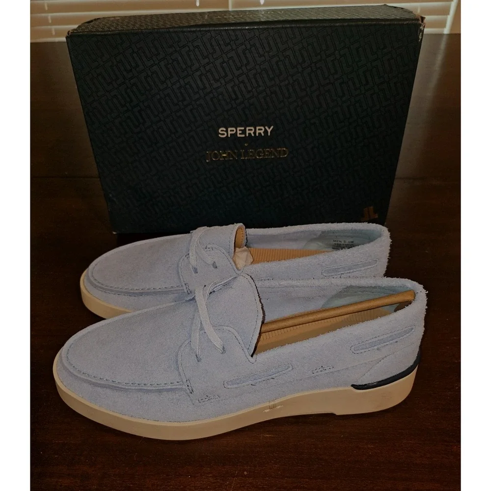 Mens Sperry x John Legend Signature Suede 2-Eye Boat Shoes Blue‎ Mens 8M